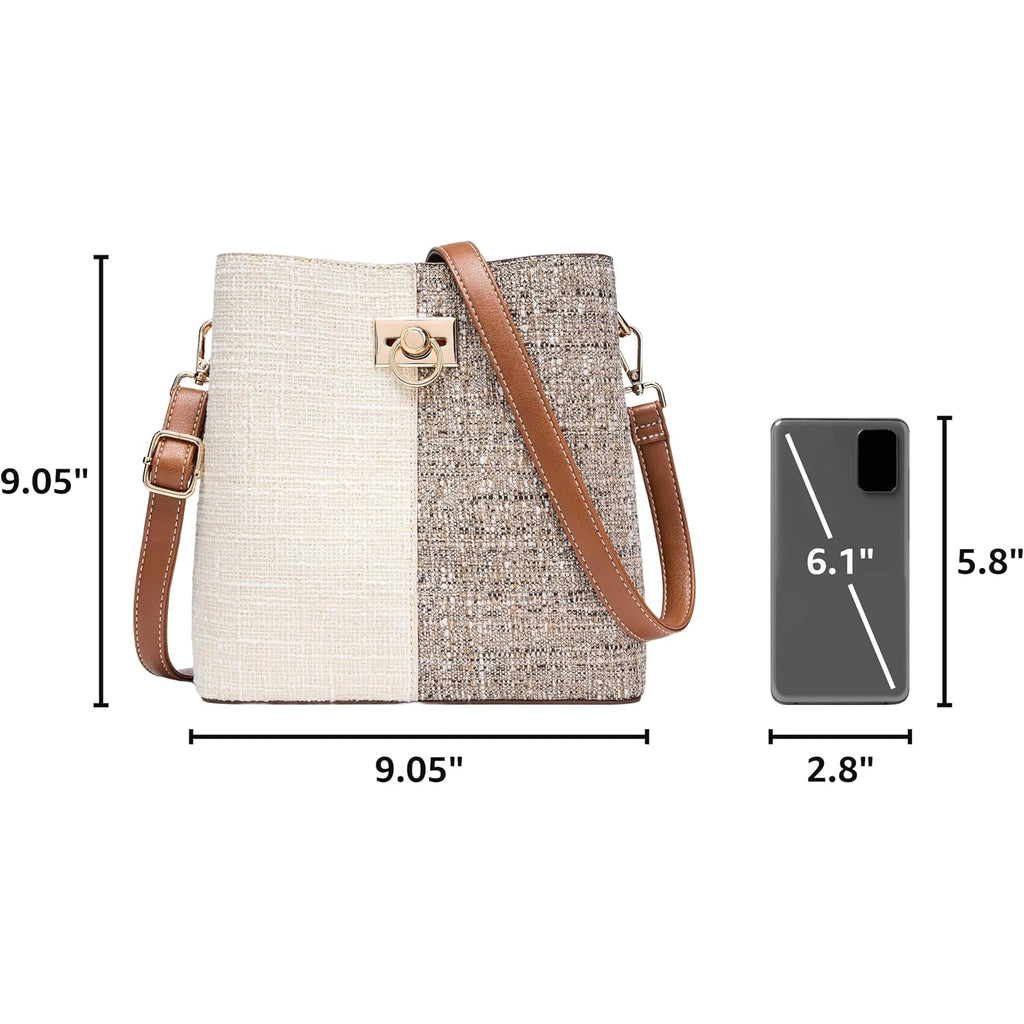 Kalidi Crossbody Purses For Women Vegan Leather Bucket Bag Fashion Ladies Crossbody Handbag Shoulder Purse With Multi Pockets