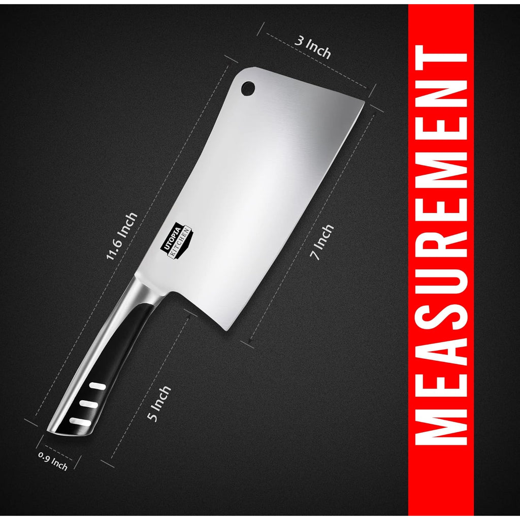 Utopia Kitchen 7 inch Cleaver Knife Stainless Steel Chef Butcher Knives for Meat, Vegetable Multipurpose Kitchen Chef Knife Chopping Bone