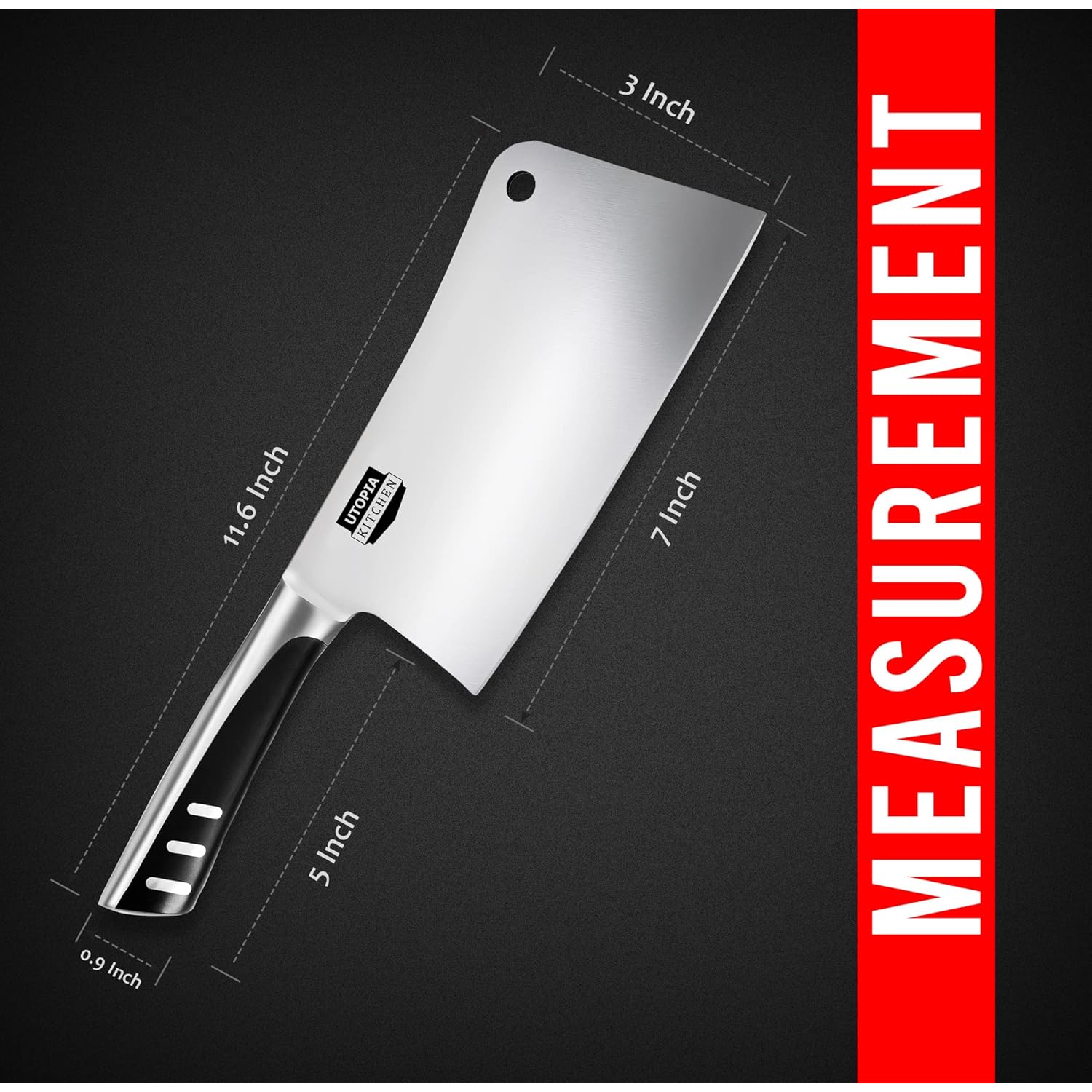 Utopia Kitchen 7 inch Cleaver Knife Stainless Steel Chef Butcher Knives for Meat, Vegetable Multipurpose Kitchen Chef Knife Chopping Bone