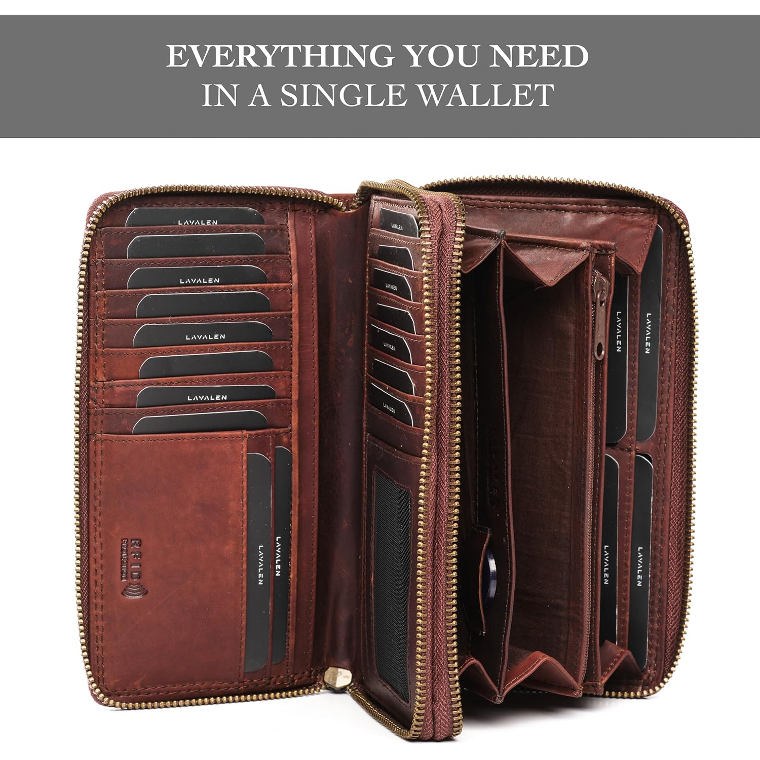 Leather RFID Wallet Women – Modern RFID Womens Wallet- Big Multiple Compartments – Credit Card Holder – Handcrafted Genuine Leather -Carteras de Mujer Piel