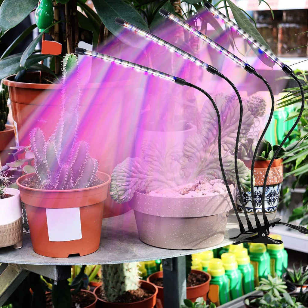 Leoter Grow Light For Indoor Plants - Upgraded Version 80 Led Lamps With Full Spectrum & Red Blue Spectrum, 3/9/12H Timer, 10 Dimmable Level, Adjustable Gooseneck,3 Switch Modes