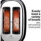 Hamilton Beach Extra-Wide Slot 2 Slice Toaster With Bagel & Defrost Buttons | Browning Control With 7 Shades | Auto Shutoff | Toast Boost | Slide-Out Crumb Tray | Black & Stainless Steel | 22633G