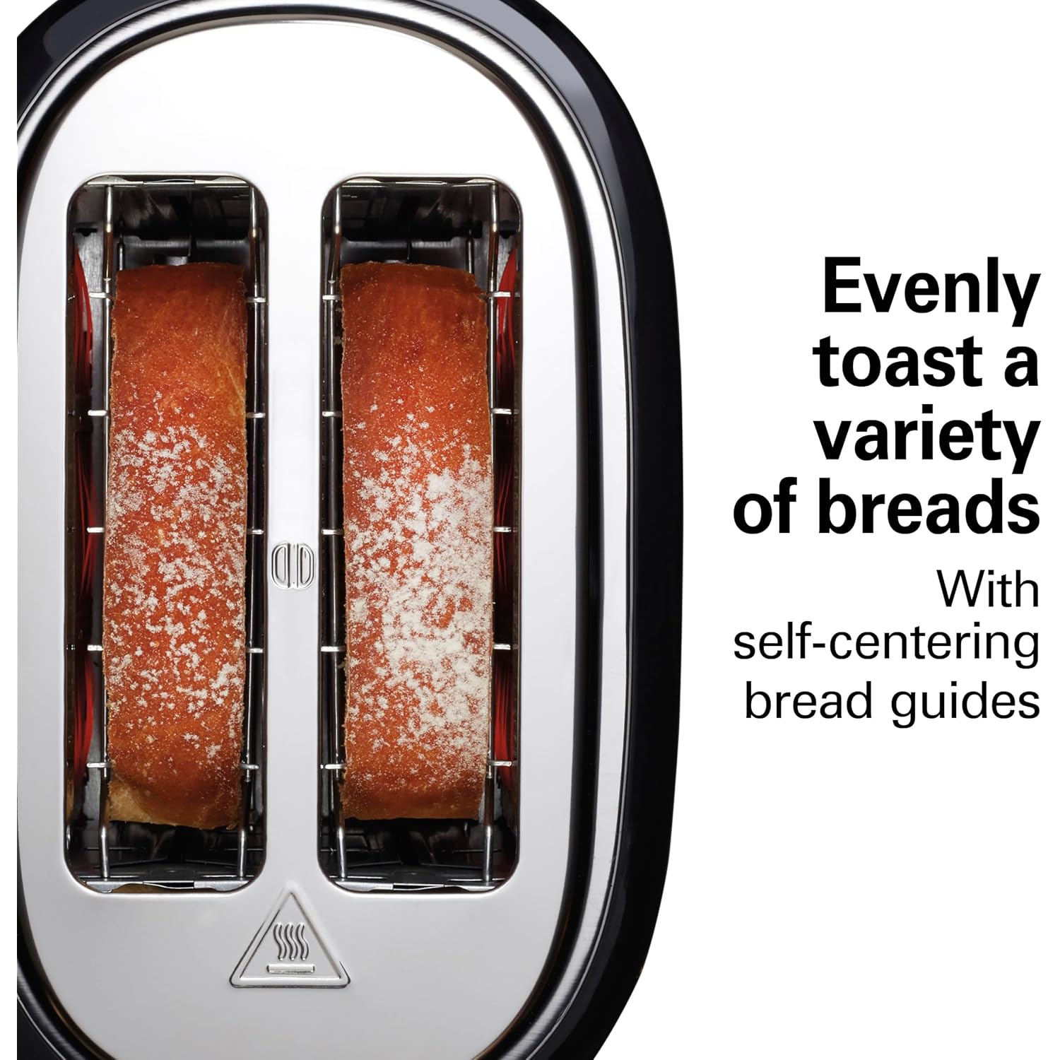 Hamilton Beach Extra-Wide Slot 2 Slice Toaster With Bagel & Defrost Buttons | Browning Control With 7 Shades | Auto Shutoff | Toast Boost | Slide-Out Crumb Tray | Black & Stainless Steel | 22633G