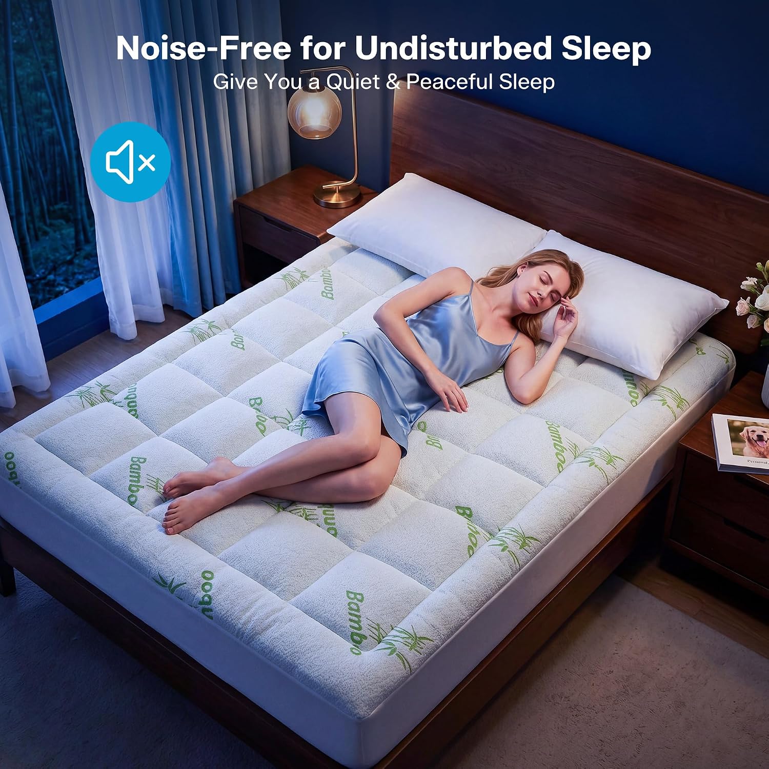 Waterproof Queen Size Mattress Topper Viscose Derived From Bamboo, Extra Thick Mattress Pad For Back Pain, Cooling Mattress Protector With Deep Pocket 8"-21", Green,Queen