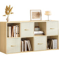 8 Cube Storage Organizer - Solid Wood Bookshelf With 4 Storage Bins, Cube Shelf With 2 Removable Back Panels, Vertical Or Horizontal Bookcase, Open Book Shelf For Bedroom, Living Room, Office