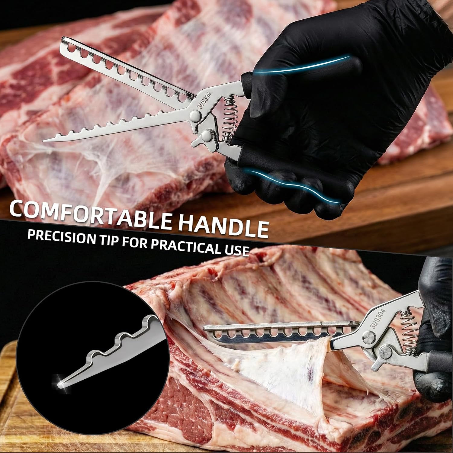 Rib Membrane Removal Tool – 304 Stainless Steel Rib Prep Tool Membrane Remover & Bb Rib Skinner