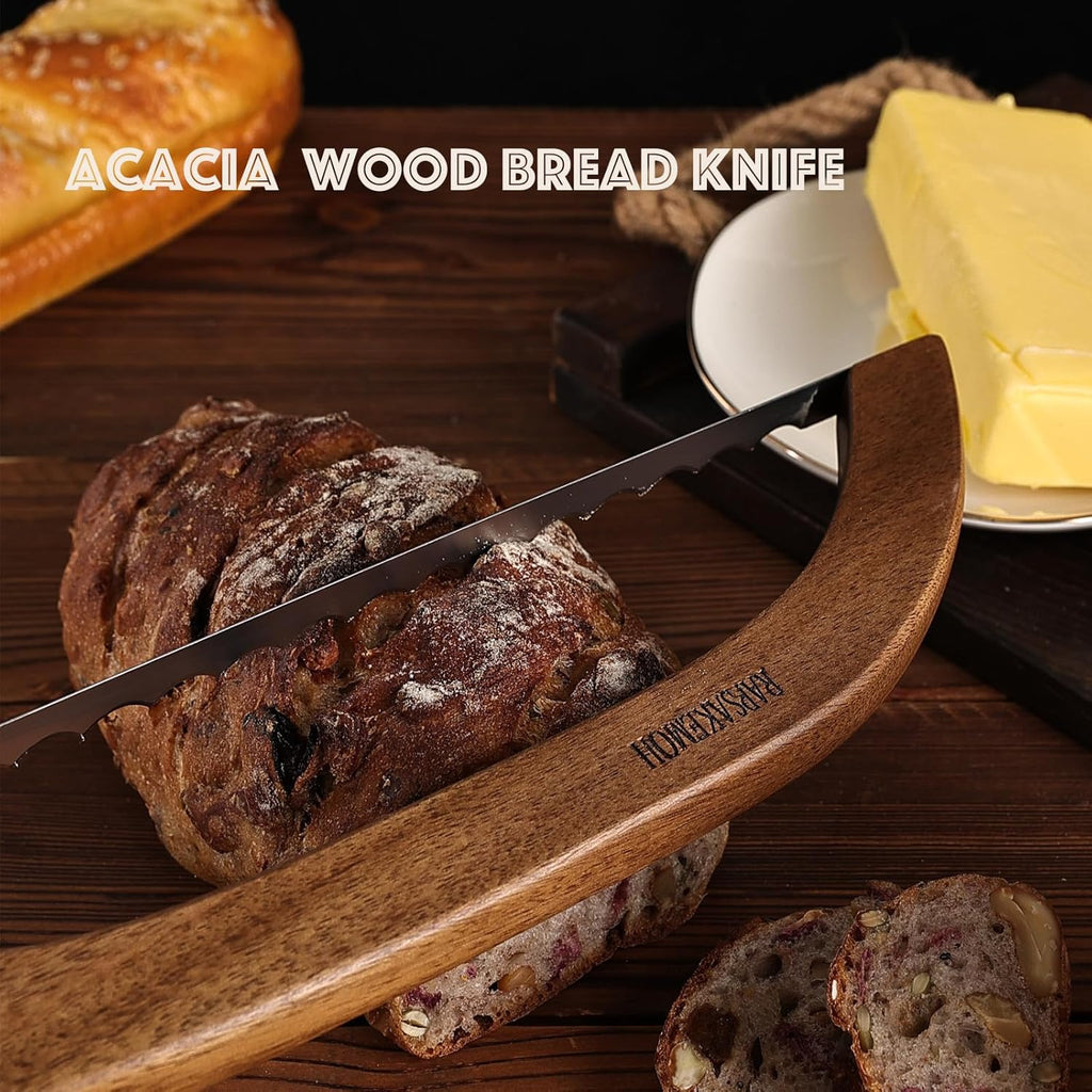 RAPSAKEMOH Bread Knife for Homemade Bread sourdough,Bread slicer for Homemade Bread, Sourdough bread knife, Baguettes and More Cuts Thin,Bow Design Easy to Cutting Even Slices