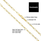 Kooljewelry Womens Chain Classic - 14k Yellow Gold Polished Paperclip Chain Necklace