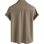 Vatpave Mens Casual Waffle Shirt Short Sleeve Button Down Summer Shirts Loose Fit Beach Shirts