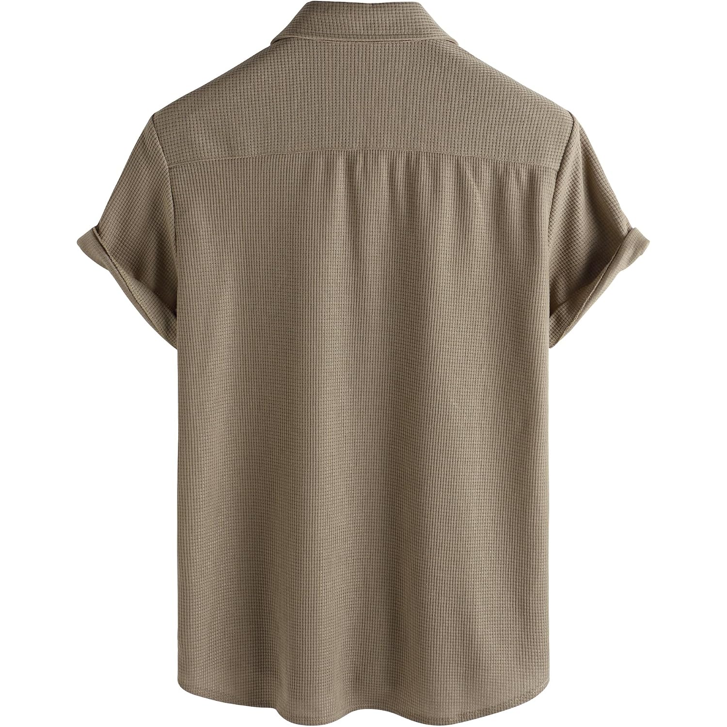 Vatpave Mens Casual Waffle Shirt Short Sleeve Button Down Summer Shirts Loose Fit Beach Shirts