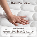 Queen Hybrid Mattress 12 Inch In A Box, Cooling Gel Memory Foam & Pocket Springs, Medium Firm, Pressure Relief & Motion Isolation, Extra Edge Support, Fiberglass Free, All Sleep Positions, Pillow Top