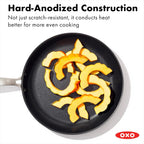 OXO Enhanced 12" Frying Pan Skillet, PFAS-Free Ceramic Nonstick, Durable Hard Anodized Cookware, Scratch Resistant, Stainless Steel Handle, Good Grips, Dishwasher & Oven safe, Black