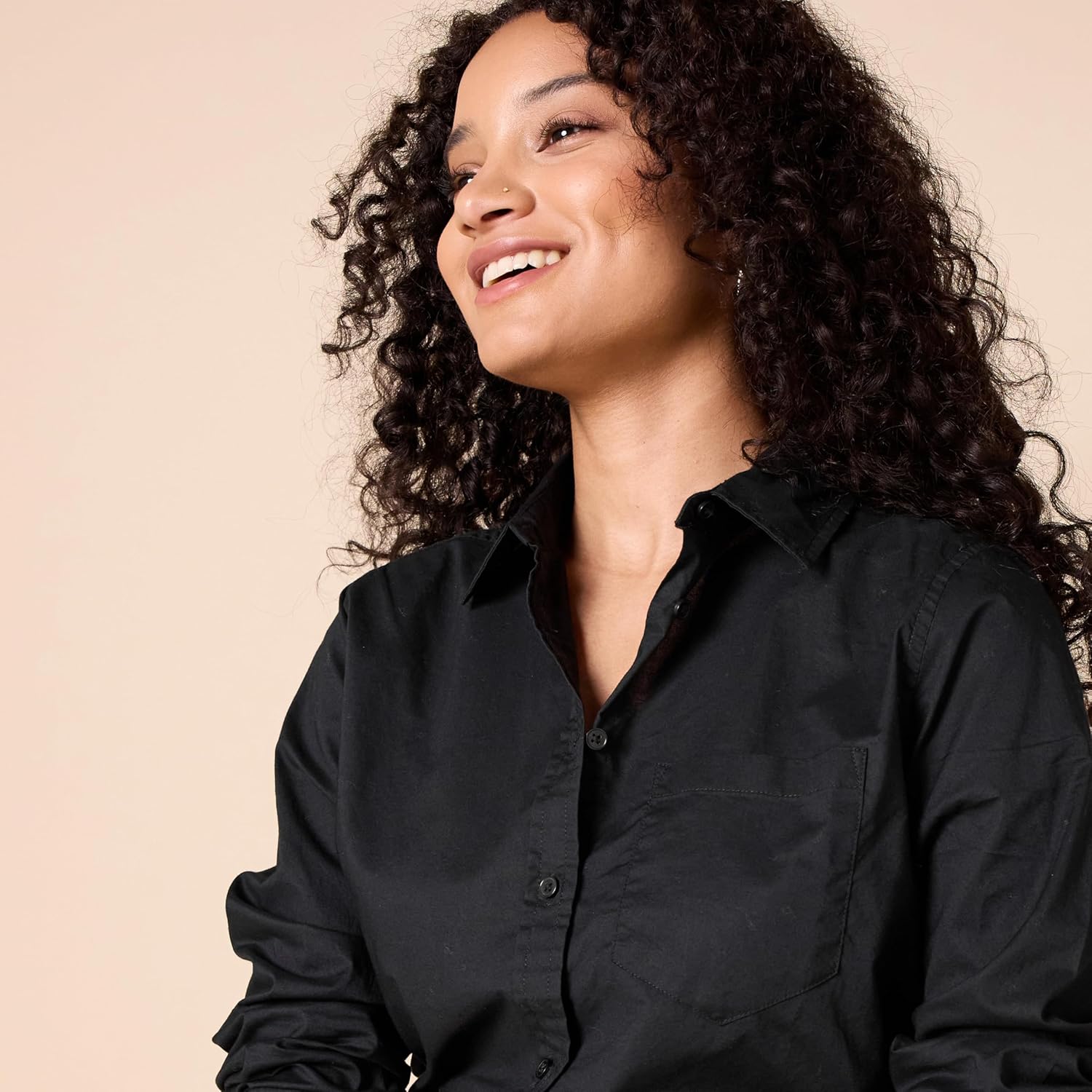 Women's Regular-Fit Long-Sleeve Button-Down Poplin Shirt, Business Casual, Office Work