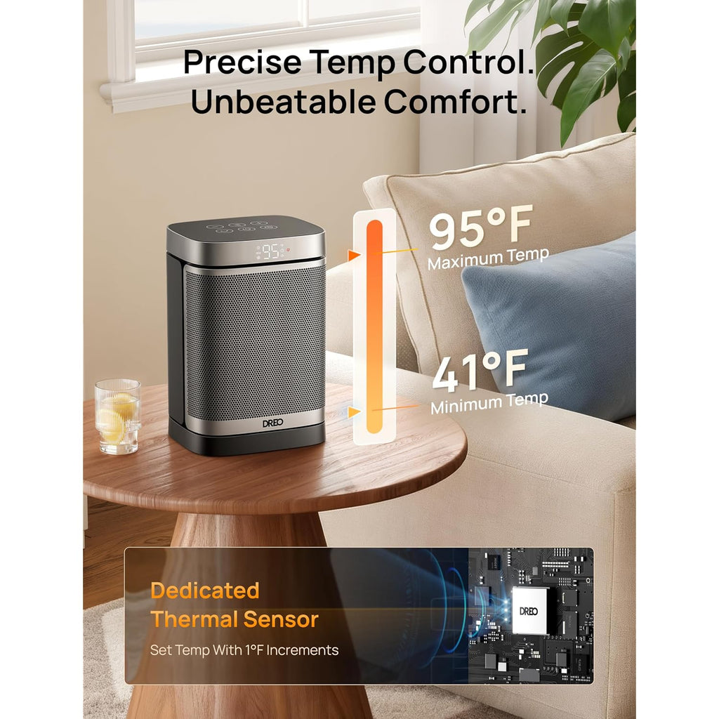 Dreo Space Heater, 1500W Portable Electric Heaters For Indoor Use, Ptc Ceramic Heater For Office With Remote, Thermostat, 70°Oscillation, 12H Timer, 5 Modes, Safe Quiet Room Heater For Bedroom