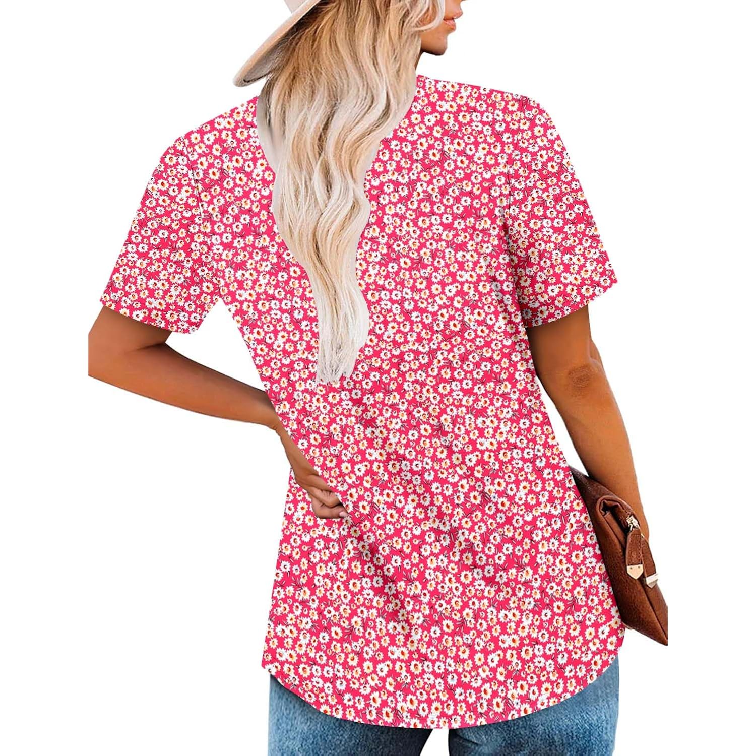 Womens Summer Tops Corded Short Sleeve Tunic Shirts Pleated Crewneck Corded Tops Blouses S-3XL