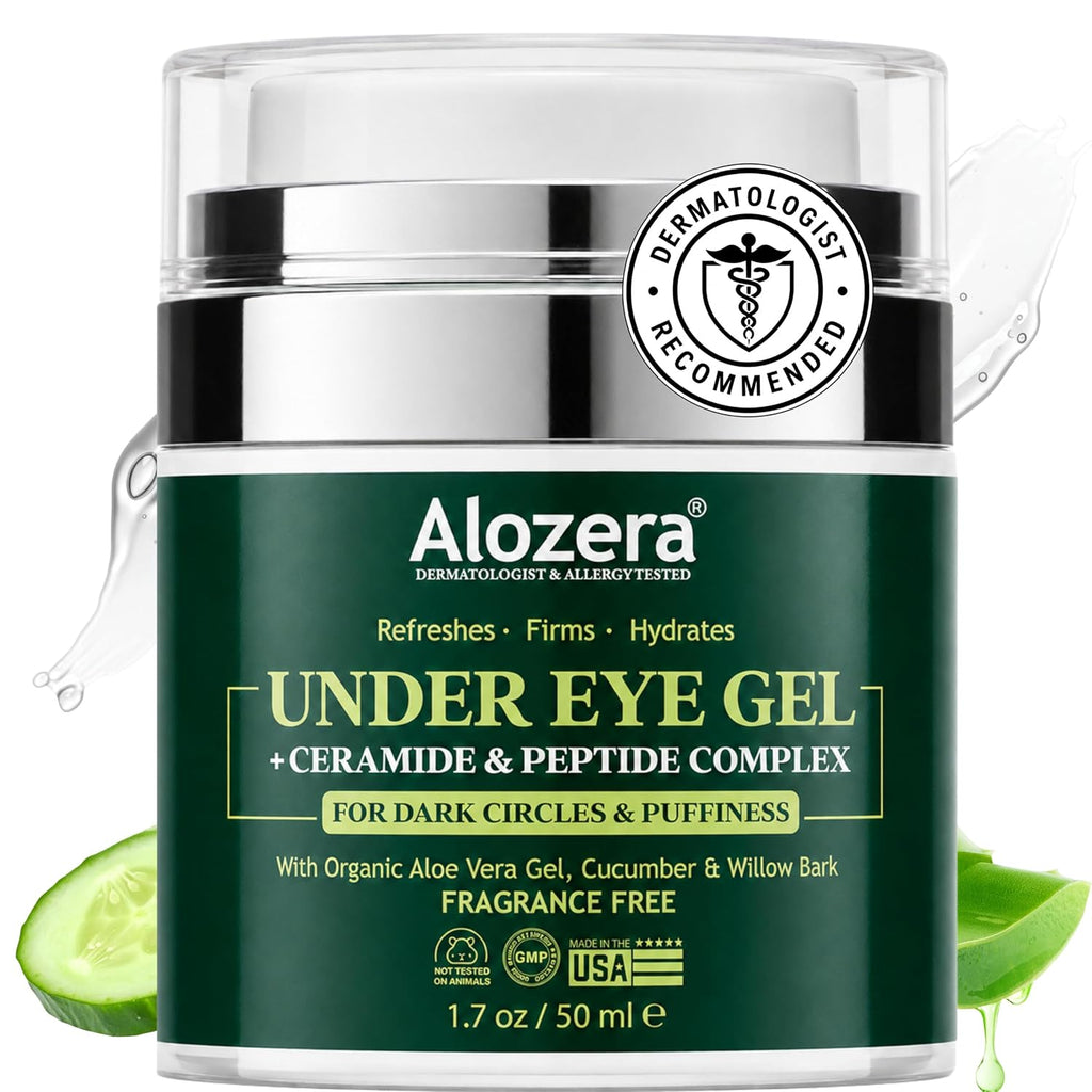 Wake Up Under Eye Gel Cream With Aloe Vera, Collagen & Cucumber, Anti-Aging, Hydrating, Soothing & Cooling Treatment For Dark Circles, Puffiness And Under Eye Bags, Fast-Absorbing, Day & Night