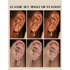 BESTEEL Hypoallergenic Flat Back Earrings Cartilage - Gold Silver Earring Stacks Surgical Stainless Steel Helix Tragus Conch Flatback Stud Hoop Earring Sets for Sensitive Ears Women Trendy Gift