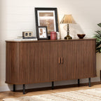 63" Sideboard Buffet Cabinet With Storage, Storage Cabinet With Sliding Door & Adjustable Shelf, Modern Accent Coffee Bar Console Table For Kitchen, Entryway, Walnut