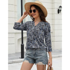 Womens Tops 3/4 Sleeve Botton Down Shirts Casual V Neck Tunic Blouses Pleated Fashion Summer Tees 2026 Trendy S-3XL