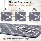Wiselife Dish Drying Mat Super Absorbent Drying Mat Large Dish Drying Mats For Kitchen Counter Easy Clean Dish Mat Kitchen Drying Mat15"X 18" Stylish Grey