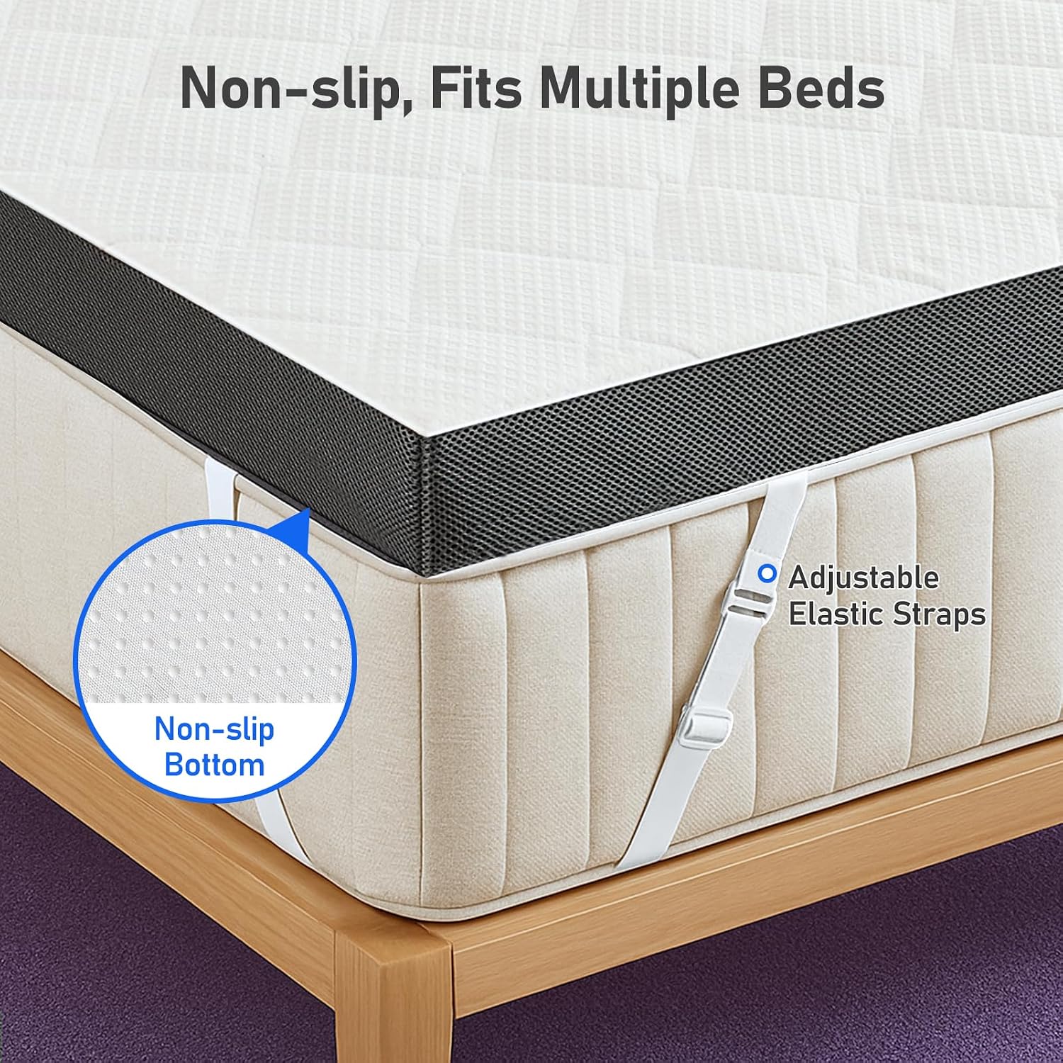 Extra Firm Mattress Topper: Queen Size 3 Inch, High Density Bed Topper, Extra Support For Pain Relief, Breathable Washable Cover With Anti-Slip Straps, Certipur-Us Oeko-Tex Certified 80X60