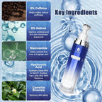 Eye Serum With 8% Caffeine & 8% Retinol, Under Eye Cream With Hyaluronic Acid, Niacinamide & Peptides, 360° Cooling Roller For Dark Circles, Puffiness, Fine Lines & Wrinkles, 0.5 Fl Oz