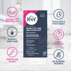 VEET Ready-To-Use Waxing Kit For Women, Wax Strips For Body Hair Removal, Wax Kit For Legs and Body, Personal Care Product, Hair Remover, 40ct Waxing Strips (20 Double-Sided), 4ct Body Wipes