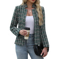 Elleven Womens' Tweed Open Front Blazer Long Sleeve Jacket Notch Collar Fully Lined Casual Business Work Office Coat
