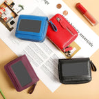 Genuine Wallet Women Rfid Blocking Card Holder, Small Leather Womens Wallet With Zipper Id Window Coin Pocket