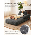 Folding Sofa Bed, L-Shaped Couch Back Support And Arm Pillow Futon