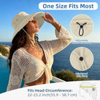 Sun Hats for Women Wide Brim Bucket Hat Ponytail, Fishing Hat UPF 50+ Packable for Beach Gardening with Fold-Up Brim