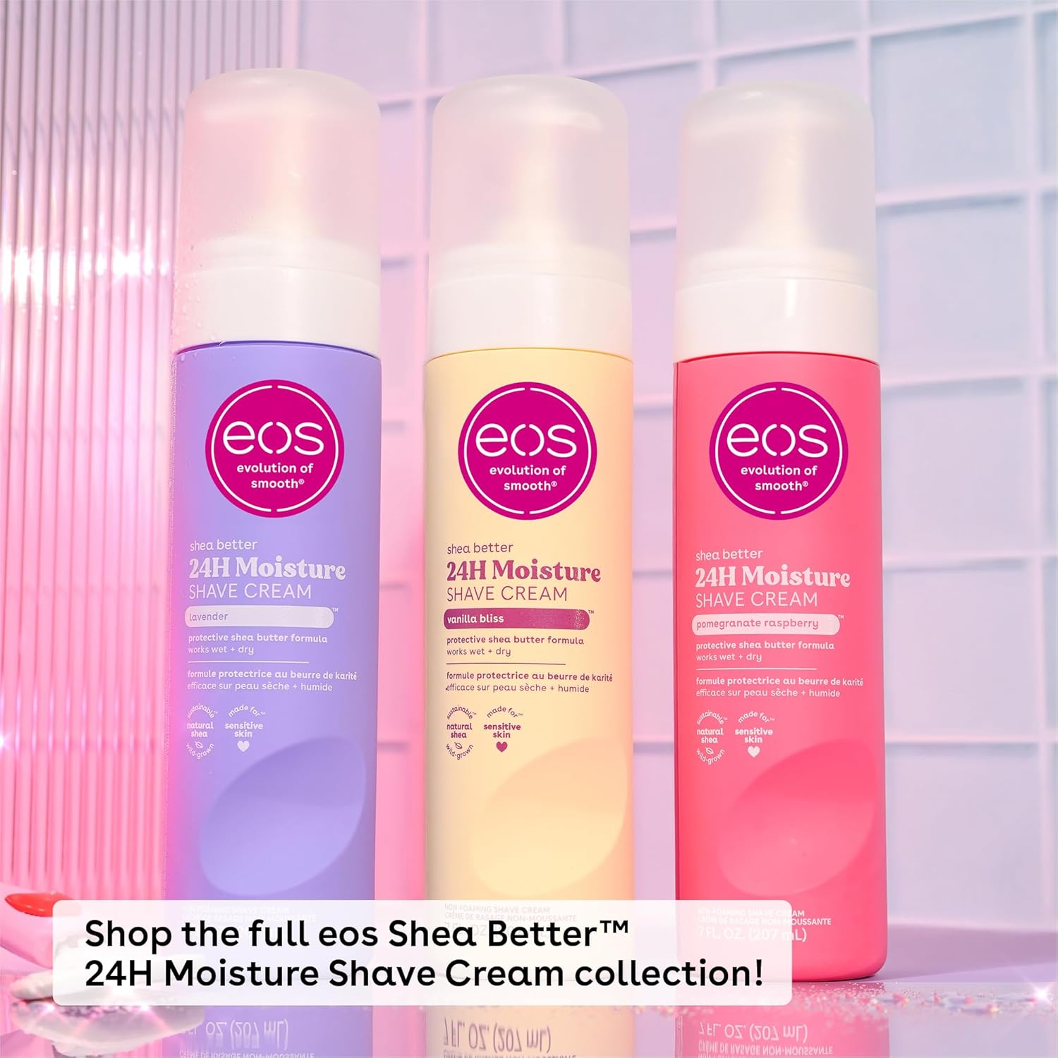 eos Shea Butter Shave Cream - Vanilla Bliss, 24H Moisture Hydration, 7 fl oz, (Pack of 2)