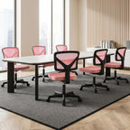 Sweetcrispy Small Desk Chair, Ergonomic Low-Back Mesh Rolling Work Swivel Chairs With Wheels, Armless Comfortable Seat Lumbar Support For Home, Bedroom, Study, Student, Adults,Classic Pink