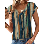 Zeagoo Womens Tops Short Sleeve V Neck Shirts Summer Dressy Casual Business Clothes Work Blouses Fashion Clothing Outfits Cx289 Striped Tie Dye