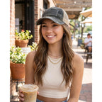 Funky Junque Trucker Hat for Women – Distressed Low Profile Western Camo Baseball Cap with Mesh, Trendy and Adjustable Fit