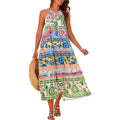 Grace Karin 2026 Women'S Floral Halter Maxi Dress Boho Summer Beach Sundress With Tiered Ruffle Skirt