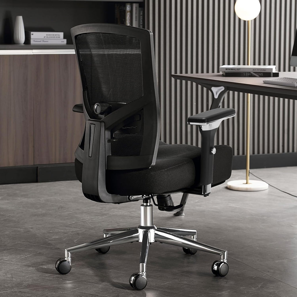 Big And Tall Office Chair 700Lbs With Ergonomic W Wide Thick Seat Cushion, Oversized Mesh Desk Chair With Adjustable Lumbar Support, Computer Chair With Upgraded 4D Armrests