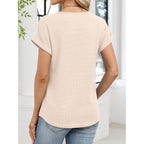 ANRABESS Womens Waffle Knit Tops 2026 Summer Casual Short Sleeve V Neck T Shirts Basic Work Tee Spring Vacation Blouses