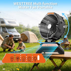 Westtree Misting Fan Portable Rechargeable With 4 Gal Large Bucket, Mist Fan With Retractable Handle & Oscillating Mister Outdoor Camping Cooling Fan For Patio/Beach/Fishing/Golf/Travel Essentials