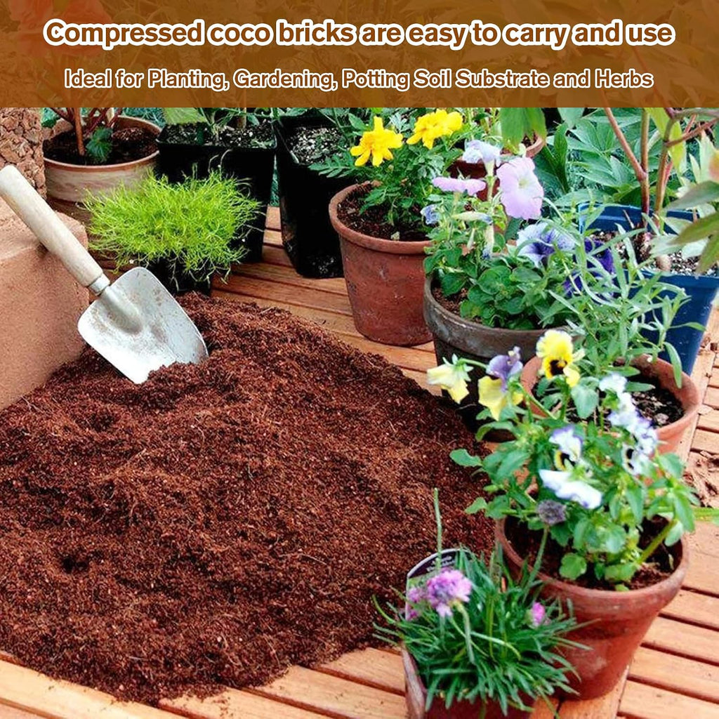 Pack Of 10 Organic Coco Coir Bricks- 100% Natural Compressed Coco Peat Brick Coconut Fiber Substrate With Low Ec&Ph Balance, Plant Soil Enhance Root Growth For Herbs, Flowers, House Plants