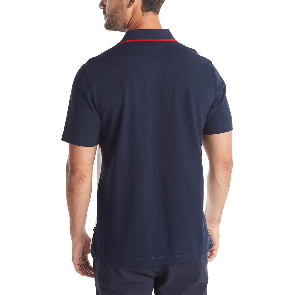 Nautica Men's Short Sleeve 100% Cotton Pique Color Block Polo Shirt