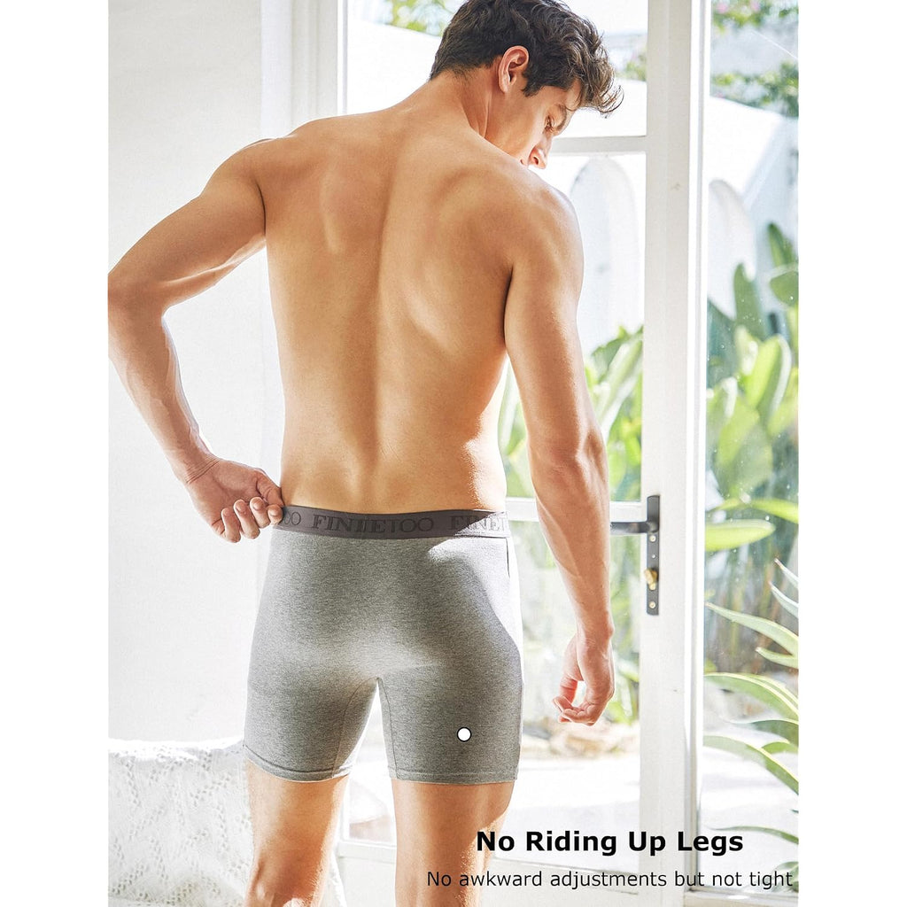 Finetoo Mens Underwear Cotton Boxer Briefs Soft Breathable Boxers Moisture-Wicking Shorts Clothing Underwear For Men Pack 3