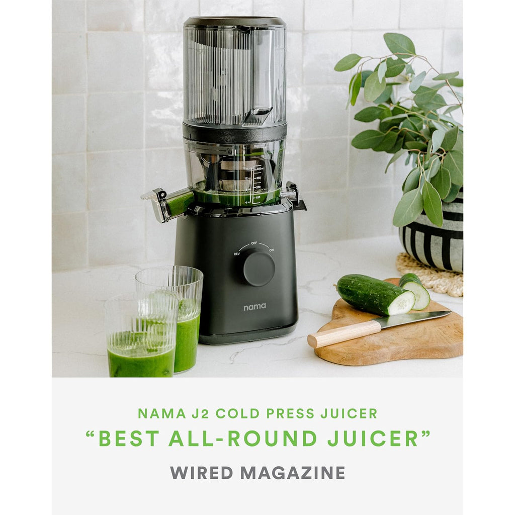 Nama J2 Cold Press Juicer – Self Feeding For Hands-Free Operation With Wide Mouth Hopper For Whole Recipe Loading, Zero Waste Masticating Juicer For More Juice, Less Pulp – Easy Cleanup & Assembly