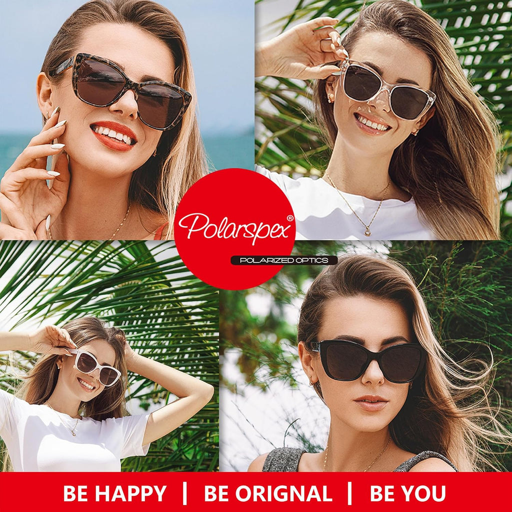Polarspex Polarized Cat Eye Sunglasses For Women – Oversized Uv400 Celebrity Fashion Sun Glasses For Beach Or Driving