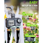 Rainpoint Water Timer For Garden Hose - 2 Zone Sprinkler Timer With Rain Delay/Manual Watering/Automatic Irrigation For Yard Lawn