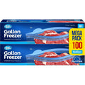 Gallon Freezer Bags, Double Zipper Seal - 100 Count, Thick Resealable Plastic Storage Bags - Reusable Gallon Storage Bags For Food Storage, Meat, Vegetables, Fruit - Microwave-Safe, Zero Bpa - 2 Boxes