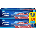 Gallon Freezer Bags, Double Zipper Seal - 100 Count, Thick Resealable Plastic Storage Bags - Reusable Gallon Storage Bags For Food Storage, Meat, Vegetables, Fruit - Microwave-Safe, Zero Bpa - 2 Boxes