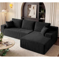 Cloud Sectional Boneless Couches For Living Room, Modular L Shaped Couch With Deep Seat Oversized Right Facing Chaise, Memory Foam Compressed Spineless 3 Seater Sofa For Apartment, Black