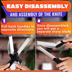 2 in 1 Kitchen Scissors for Food – Stainless Steel 9.5" Tomato Knife Chops Vegetables, Fruit, Cheese, Meat in Seconds | Dishwasher Safe Cutting Board Scissors with Safety Lock – Mess-Free Prep