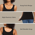 TVKSOM 5 Pack Basic Tank Tops for Women Undershirt Ribbed Sleeveless Scoop Neck Casual Layering Basic Tanks Top